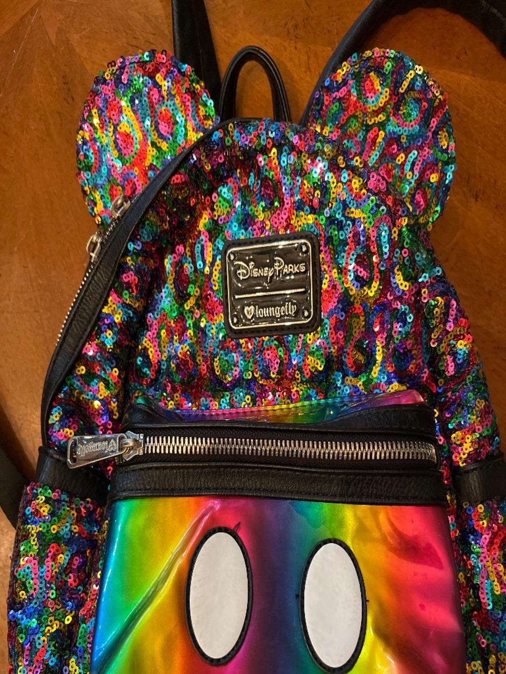 Disney parks loungefly sequined Minnie backpack